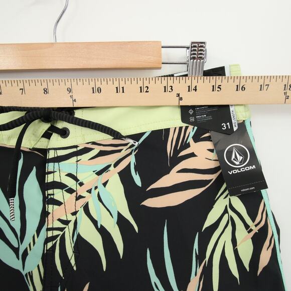 Volcom Boardshorts Swim Trunks Peach Palm Leaf Print 4 Way Stretch Size 31 NWT - Picture 6 of 13